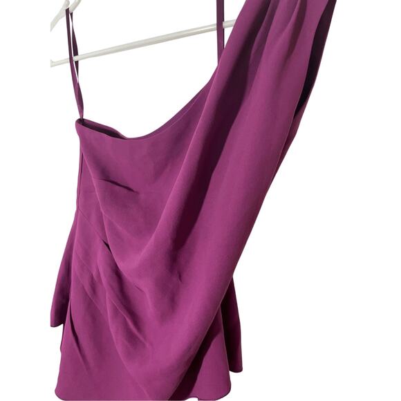 NWT White House Black Market Purple One Shoulder Blouse - Picture 7 of 11